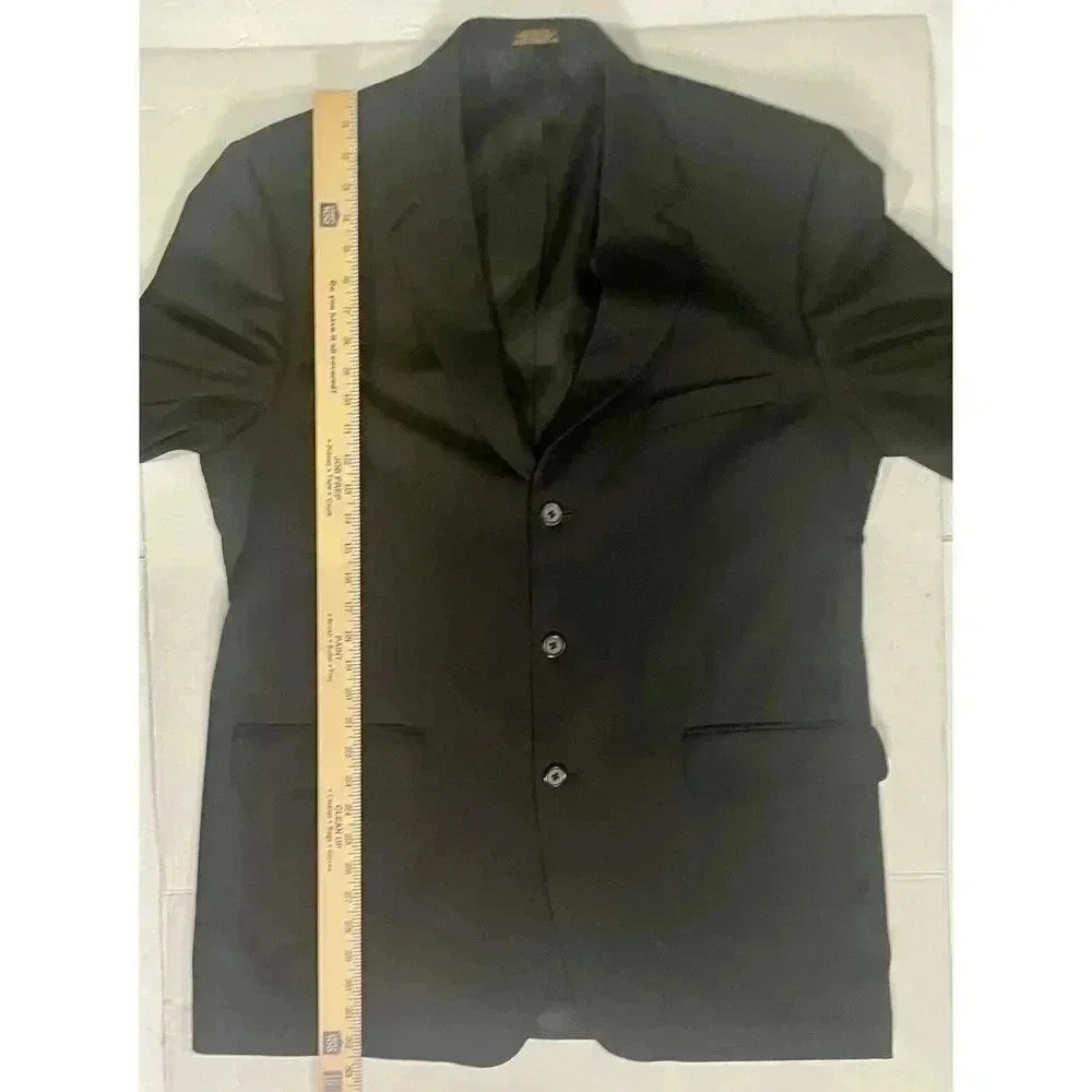 Stafford‎ Men's Blazer Size 42L Regular Black Three Button Jacket 100% New Wool